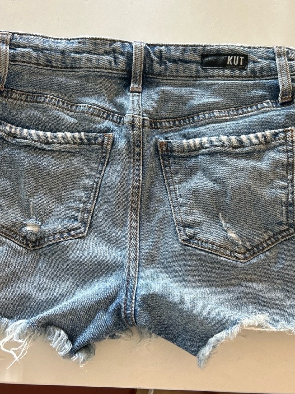 Kut from the Kloth Light Wash Distressed Denim Cutoff Shorts